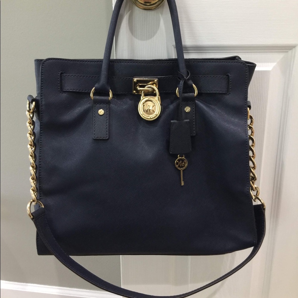 Michael Kors Large Hamilton Bag -Navy Blue
